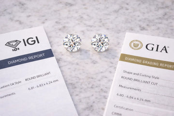 IGI vs GIA diamond certification comparison - two certified diamonds with their grading reports