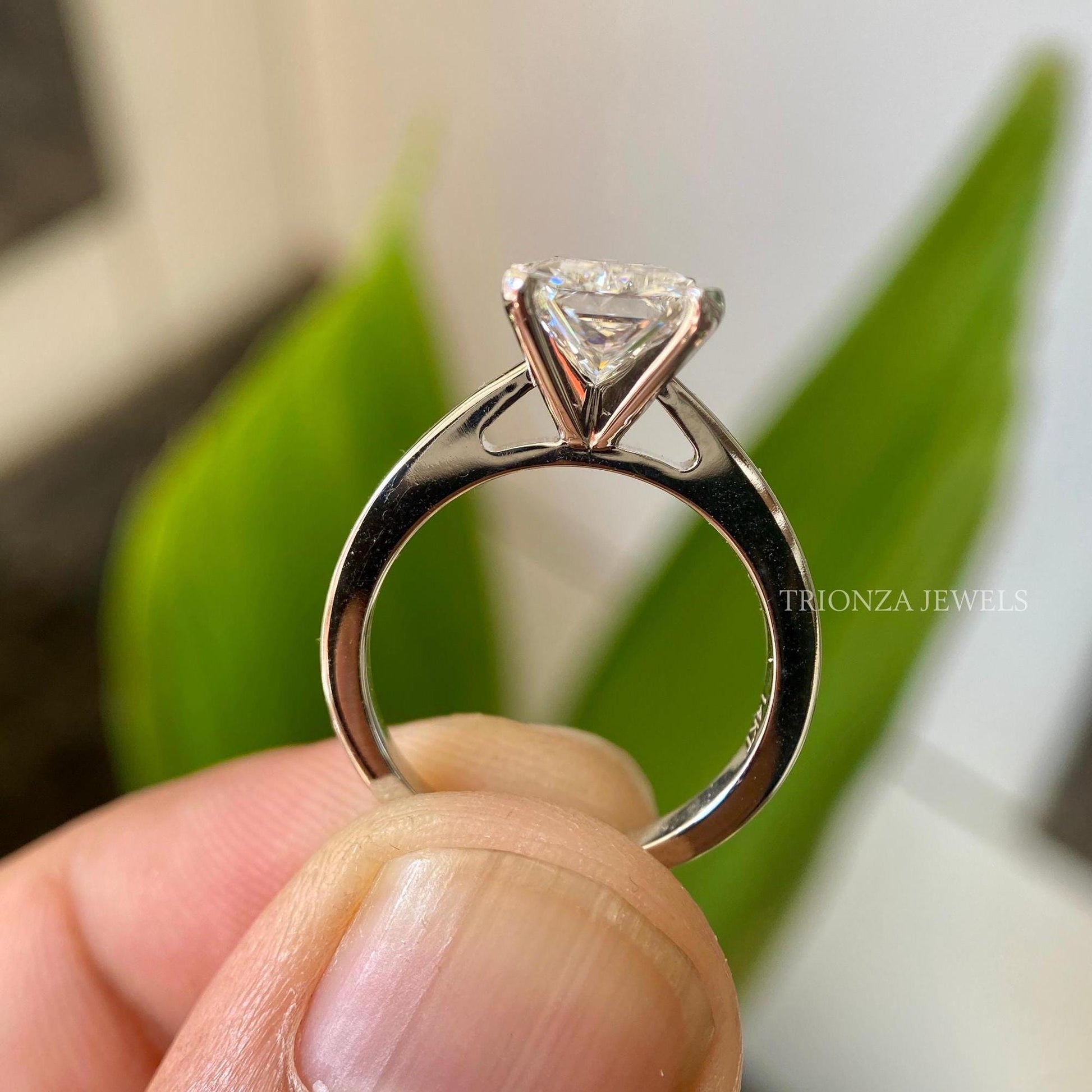 2CT Ice Crushed Radiant Moissanite Ring - 14K White Gold Engagement