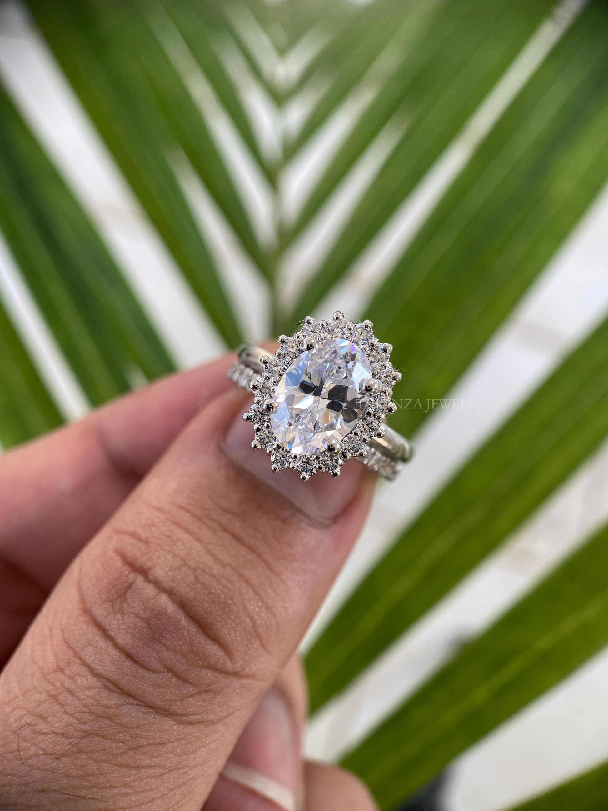 3 CT Oval Moissanite Engagement Bridal Set Ring - Wedding Band