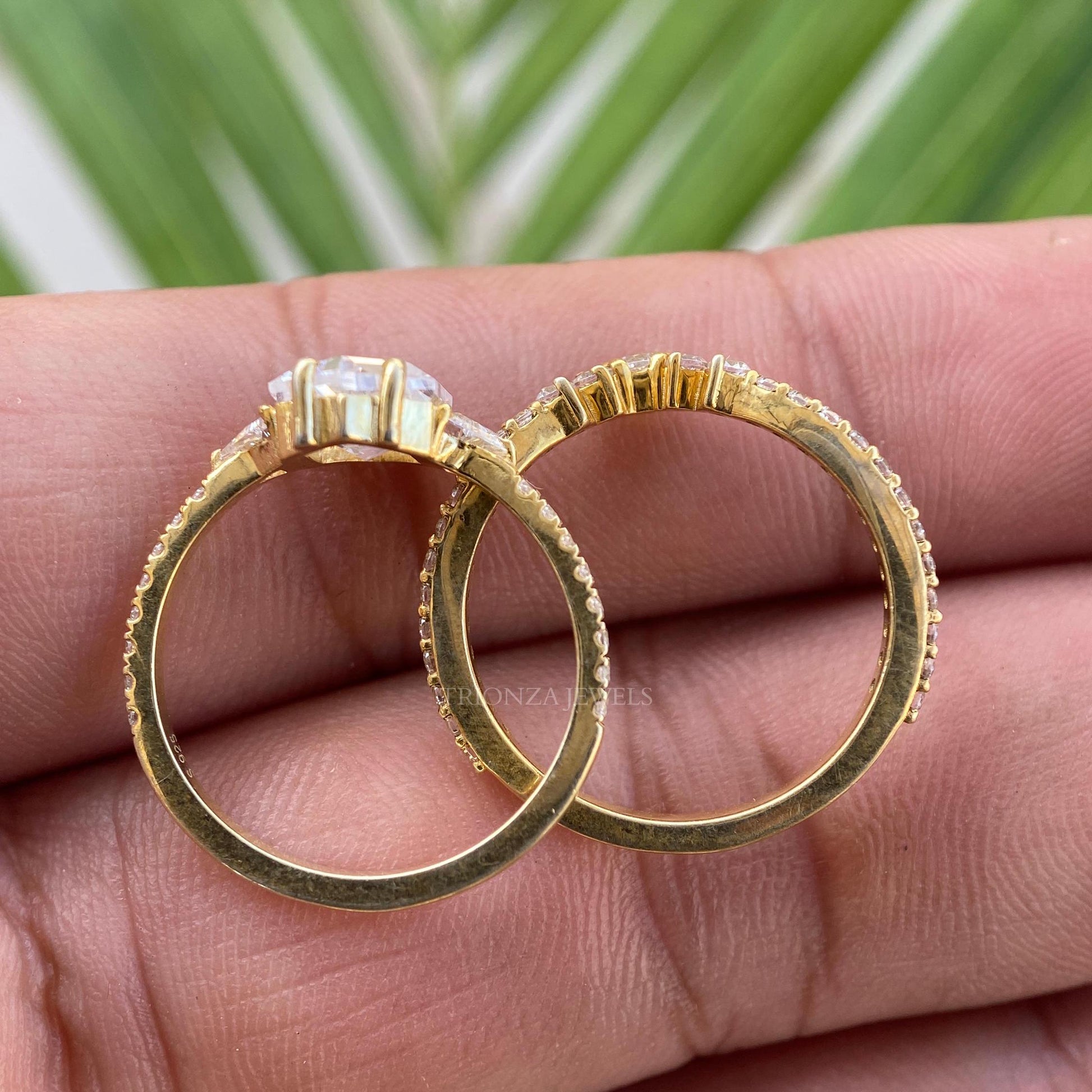 Hexagon Moissanite Bridal Set - 1CT Wedding & Anniversary Ring