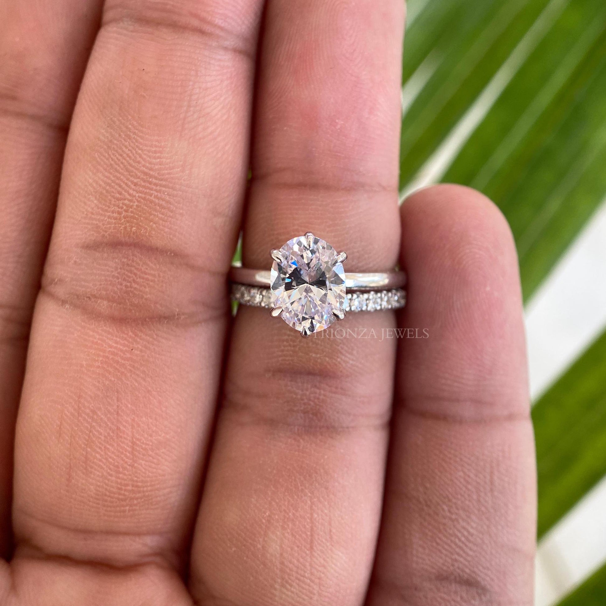 VVS Oval Moissanite Bridal Set - 1.50 CT 14k White Gold Ring For Her