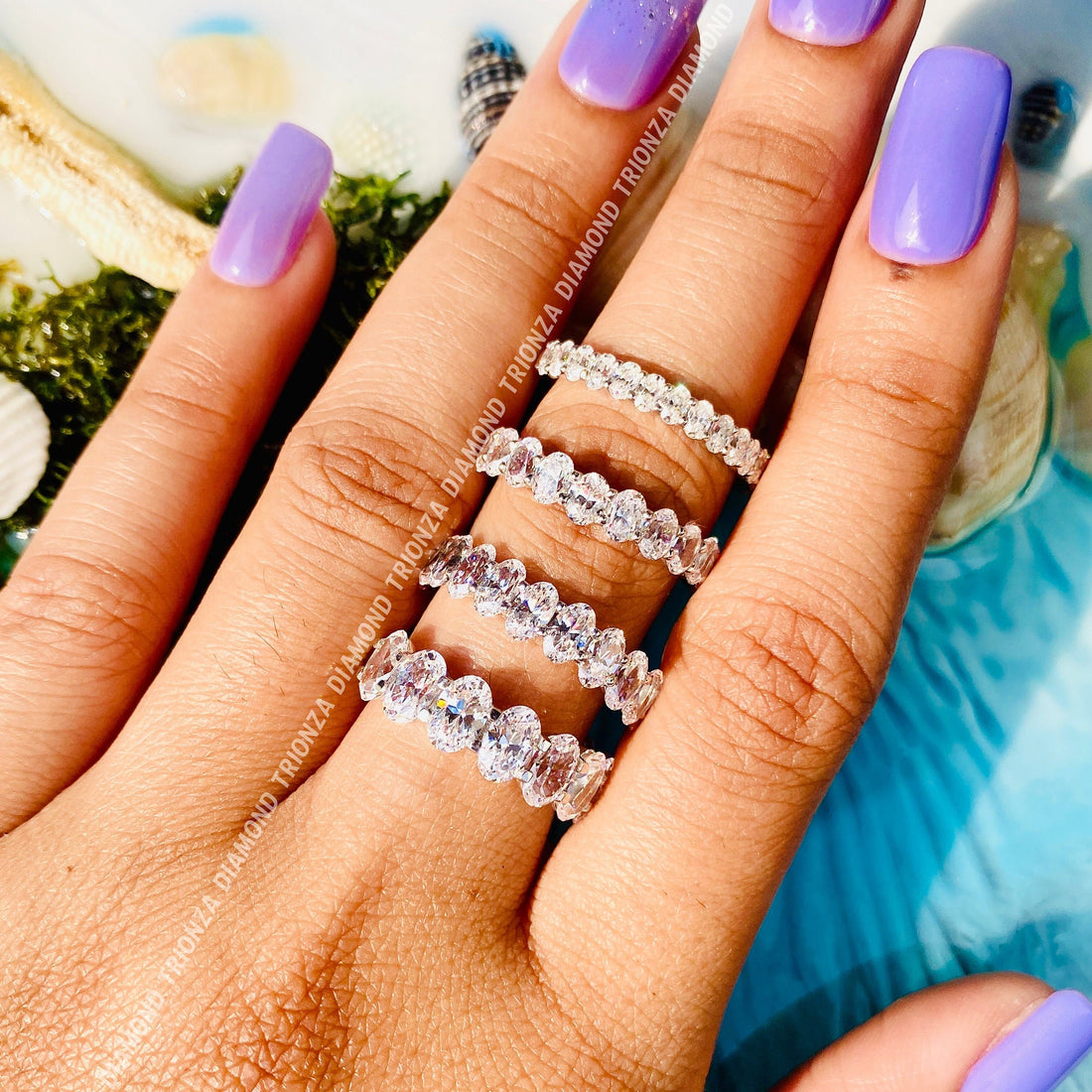 Oval Cut Lab Grown Diamond Wedding Band | Eternity Ring For Her