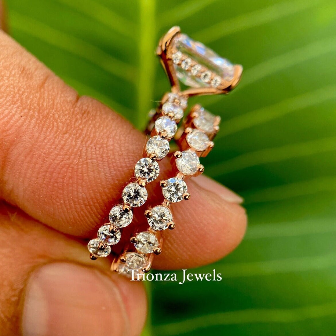 3 CT Radiant Cut Moissanite Hidden Halo Engagement Ring 18K Gold