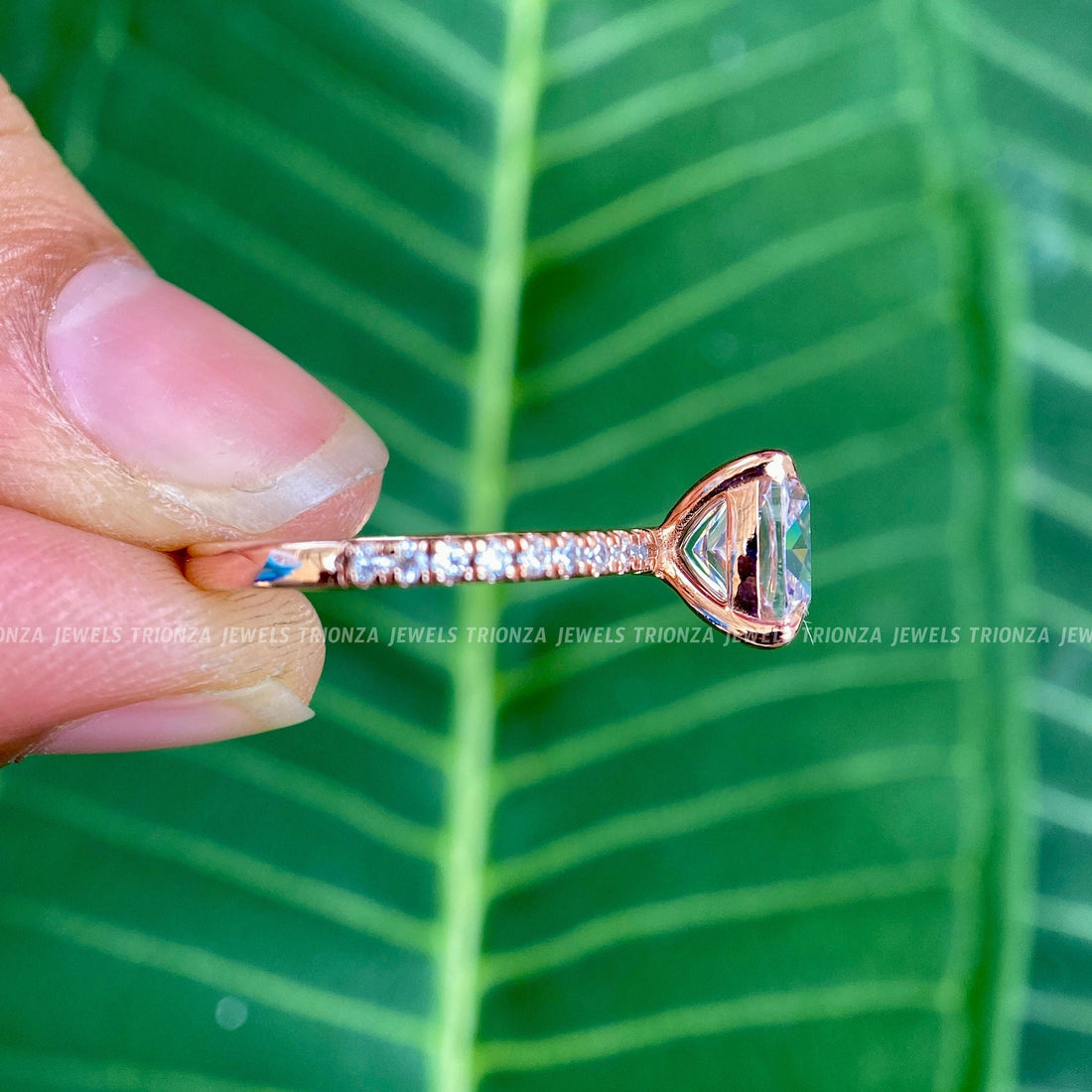 2.0 CT Cushion Moissanite Engagement Ring | 14K Gold Pave Set