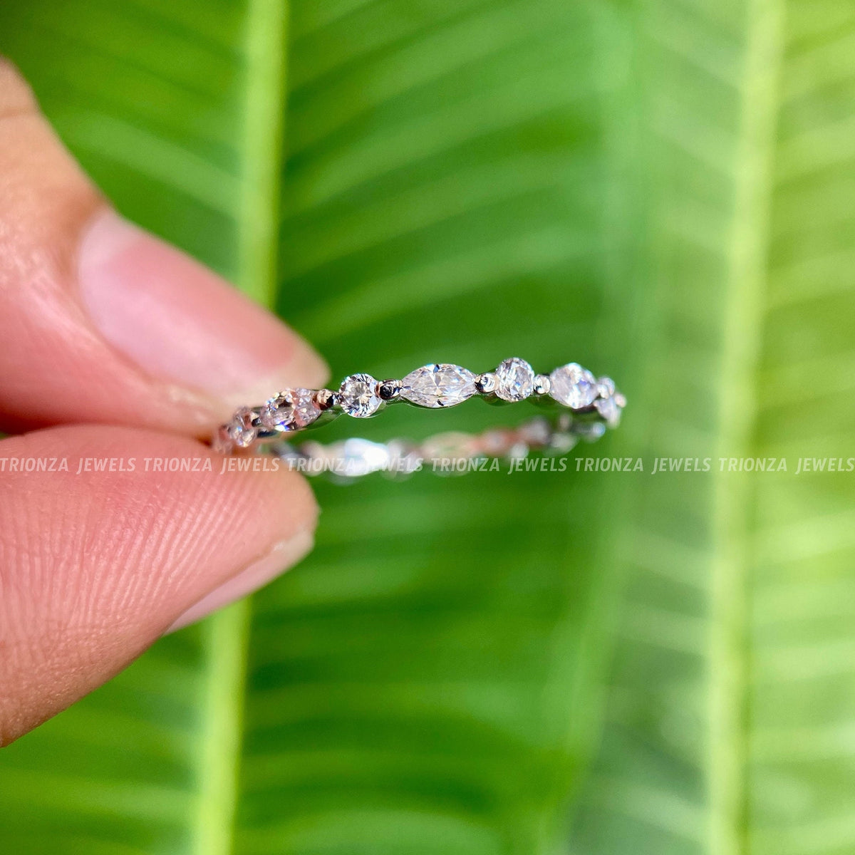 stackable moissanite wedding band