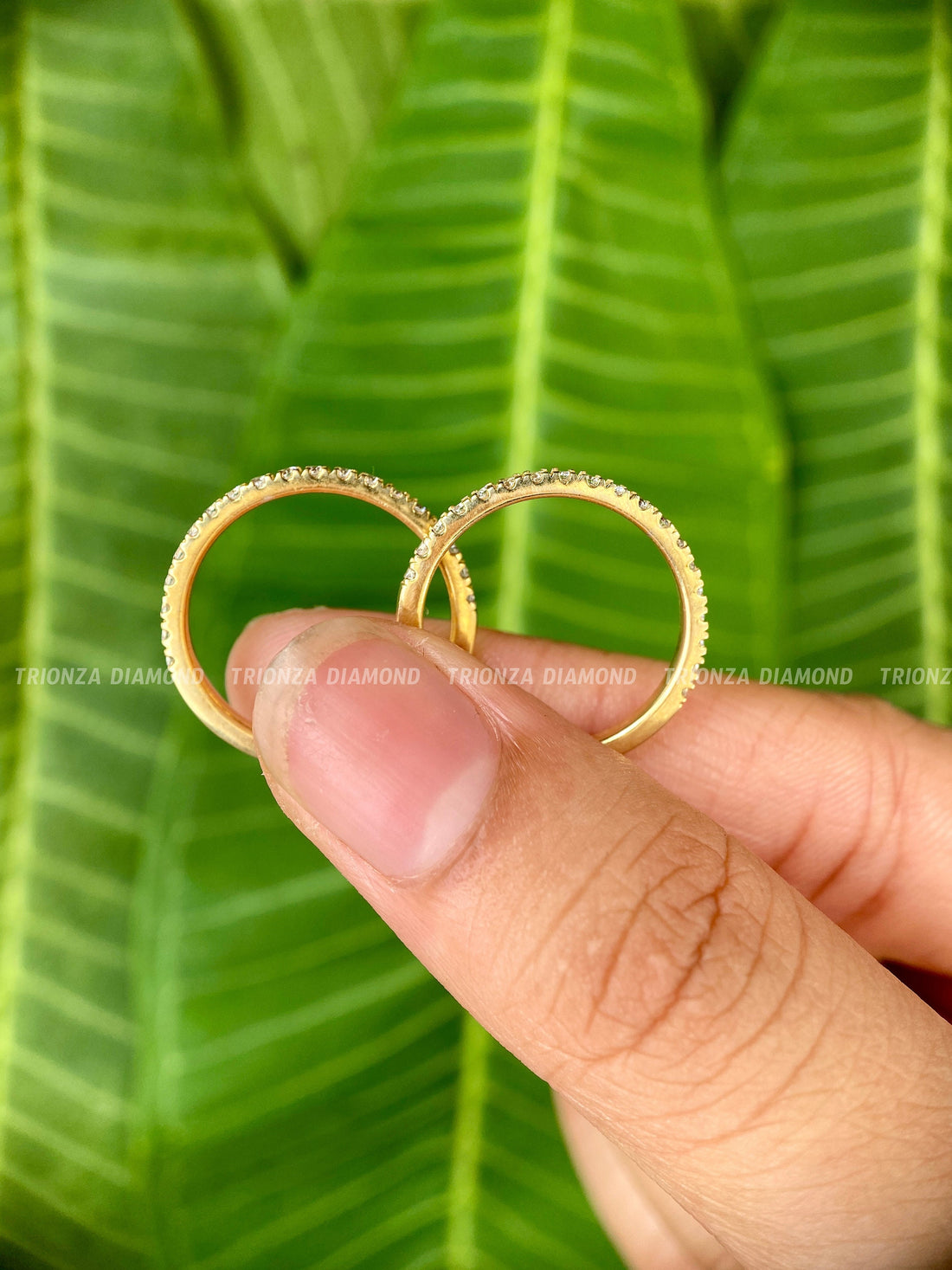 Double Lab Grown Diamond Wedding Bands for Women | 14K Gold Eternity