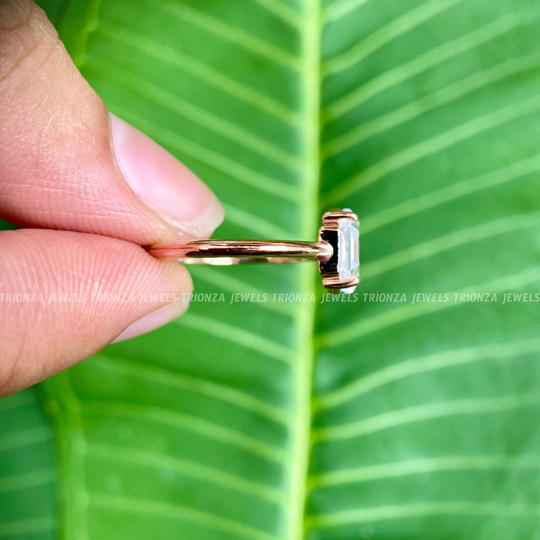 1 CT Hexagon Moissanite Engagement Ring | 14K Rose Gold Vintage