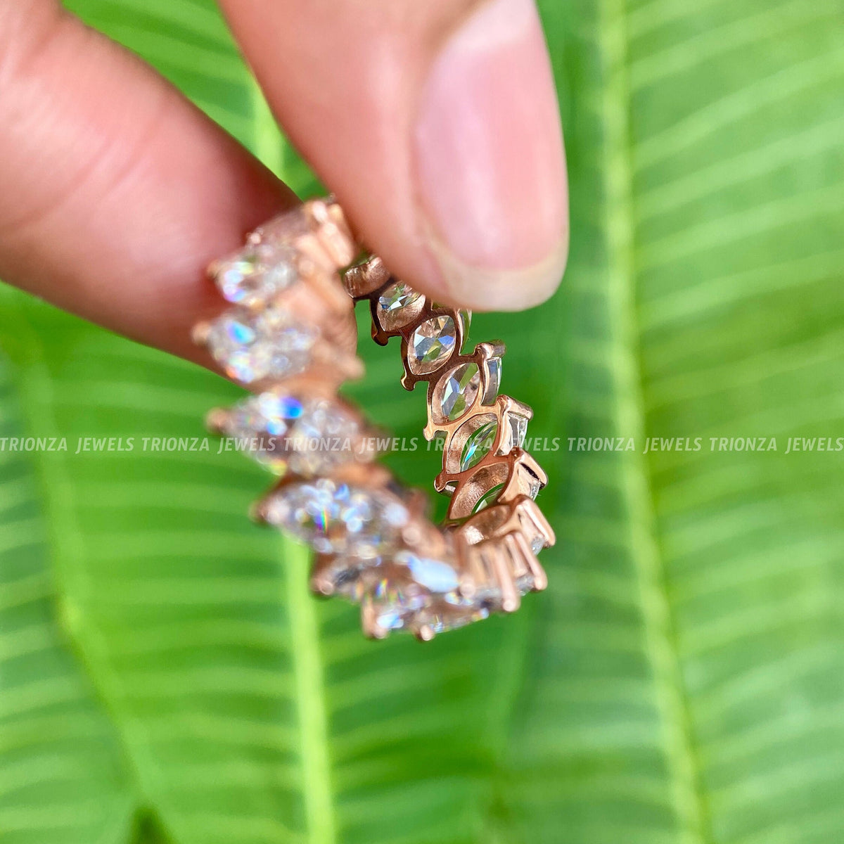 TrionzaDiamond handmade eternity band crafted with colorless moissanite for lasting sparkle