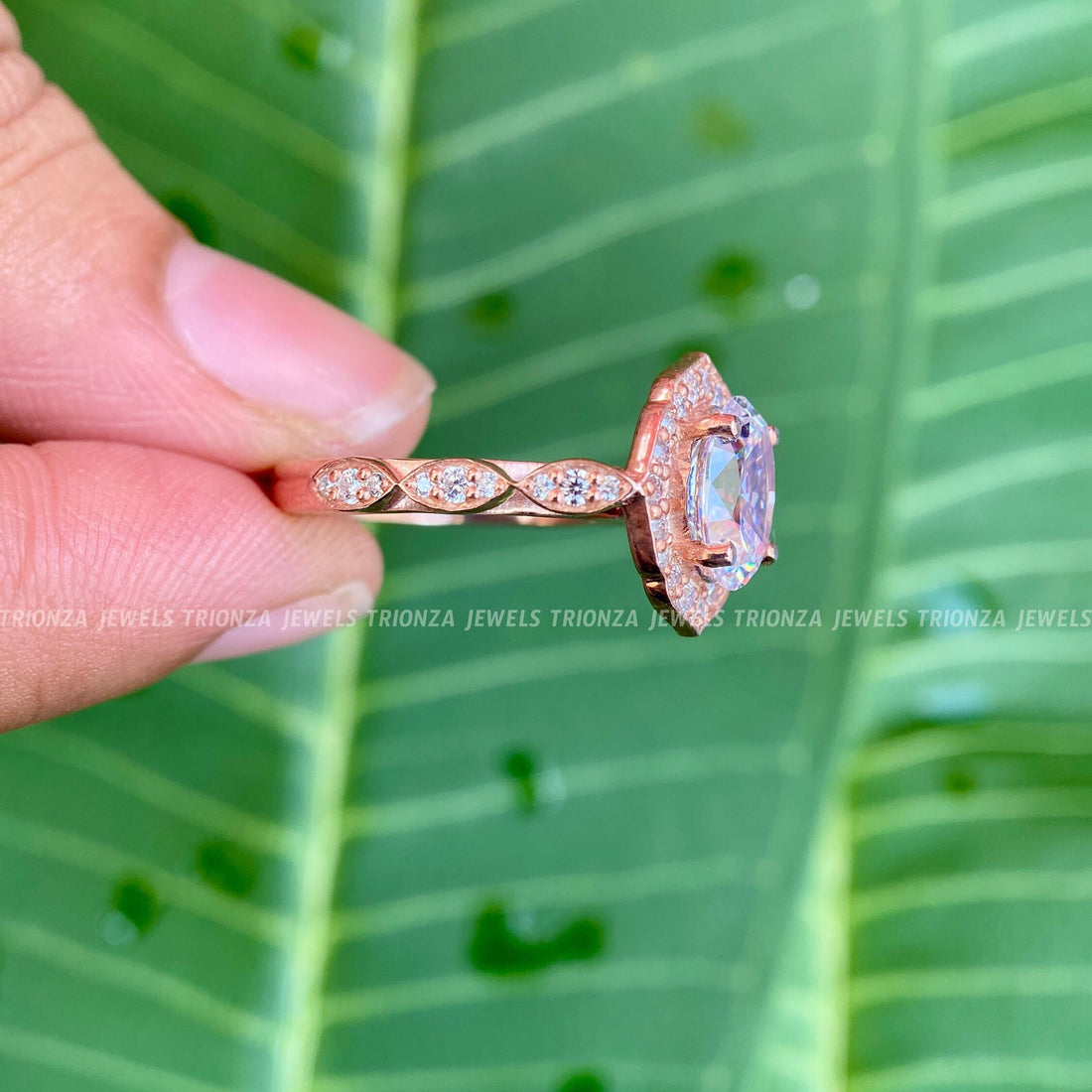 2 CT Mae 14k Gold Milgrain Oval Moissanite Engagement Ring