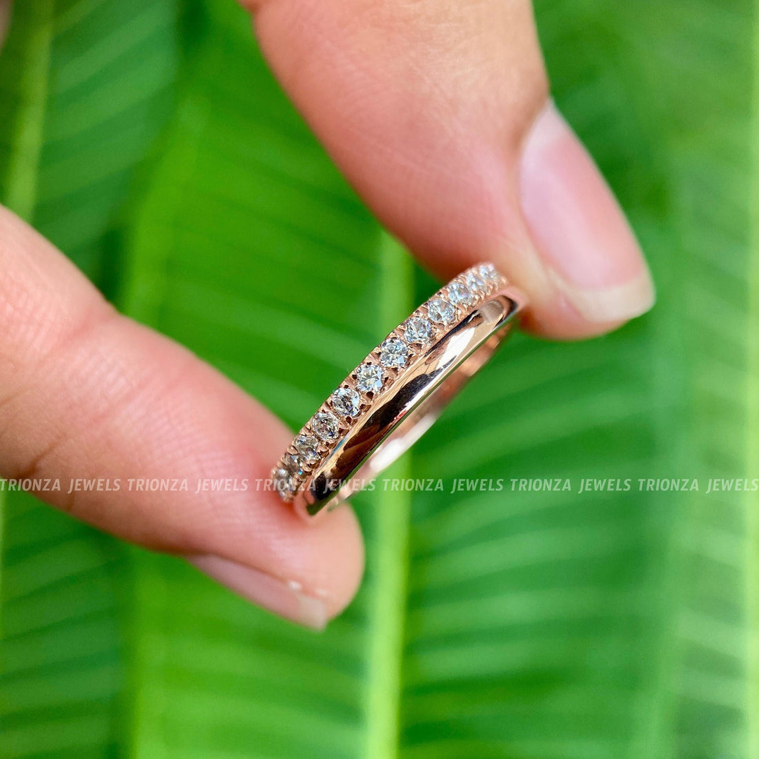 double row diamond wedding band