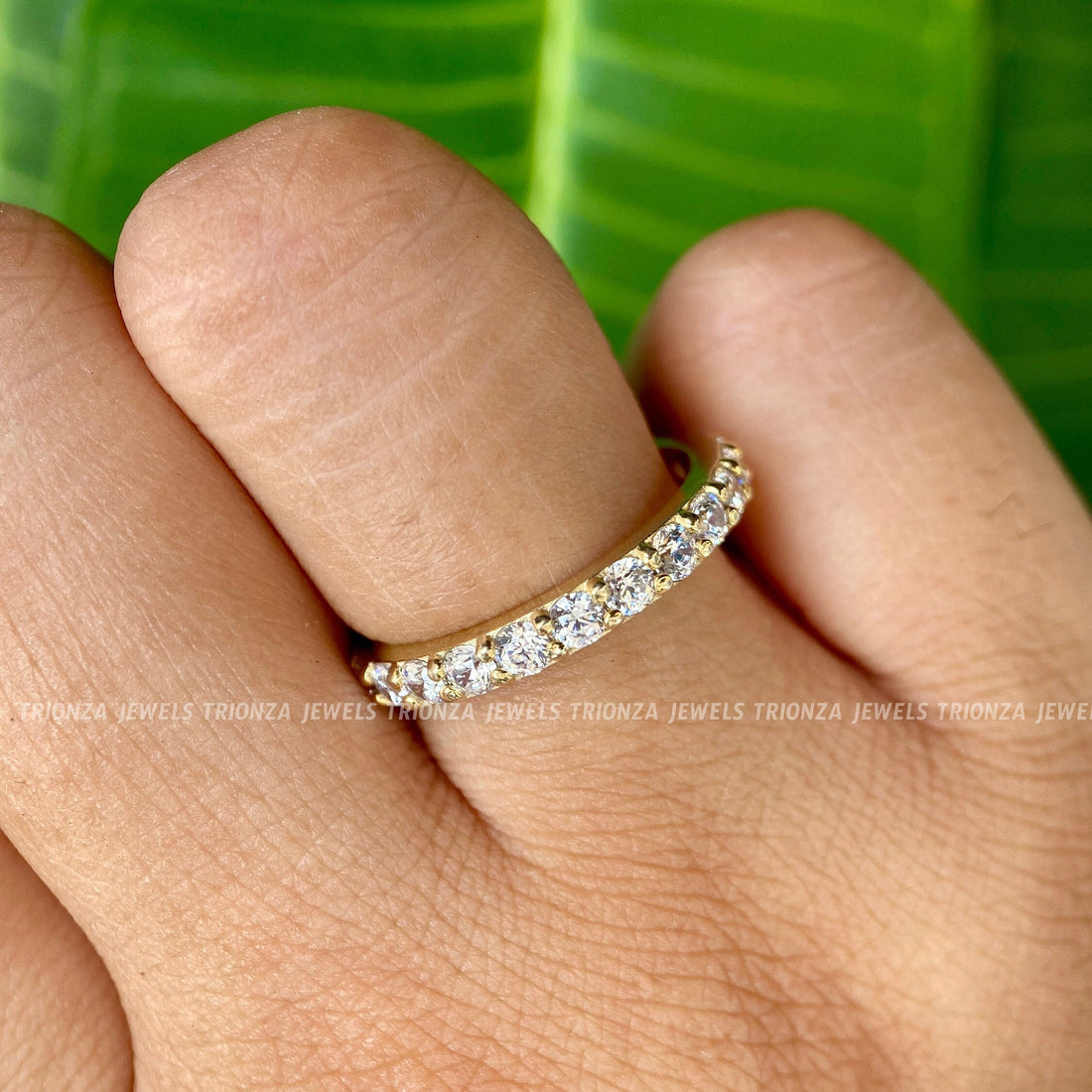 2.5mm Micro Pave Moissanite Full Eternity Wedding Band | Stackable Ring