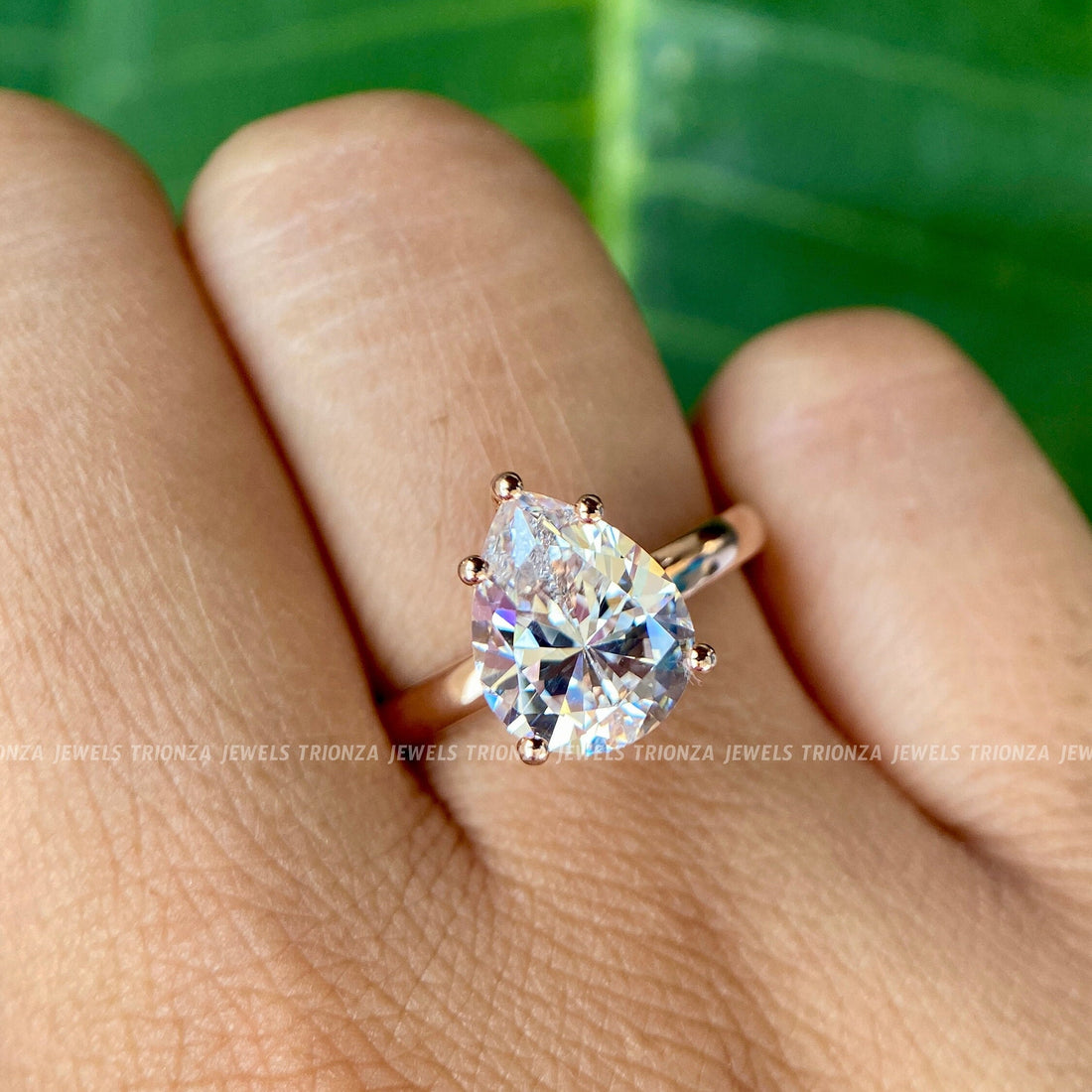 2 CT Pear Moissanite Engagement Ring - 14K Rose Gold Vintage