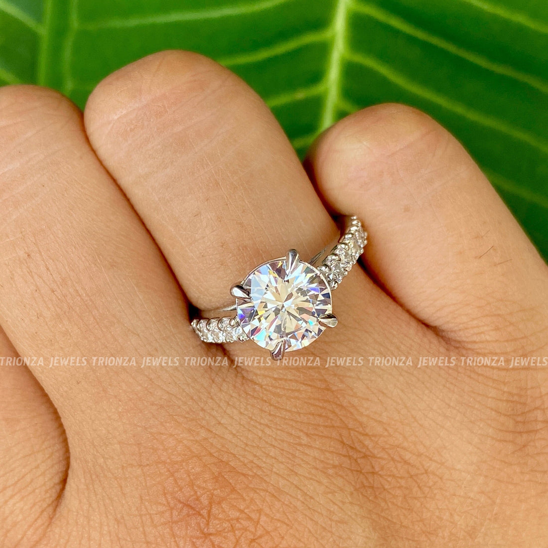 2.00 Ct Moissanite Engagement Ring | Vintage Round White Gold