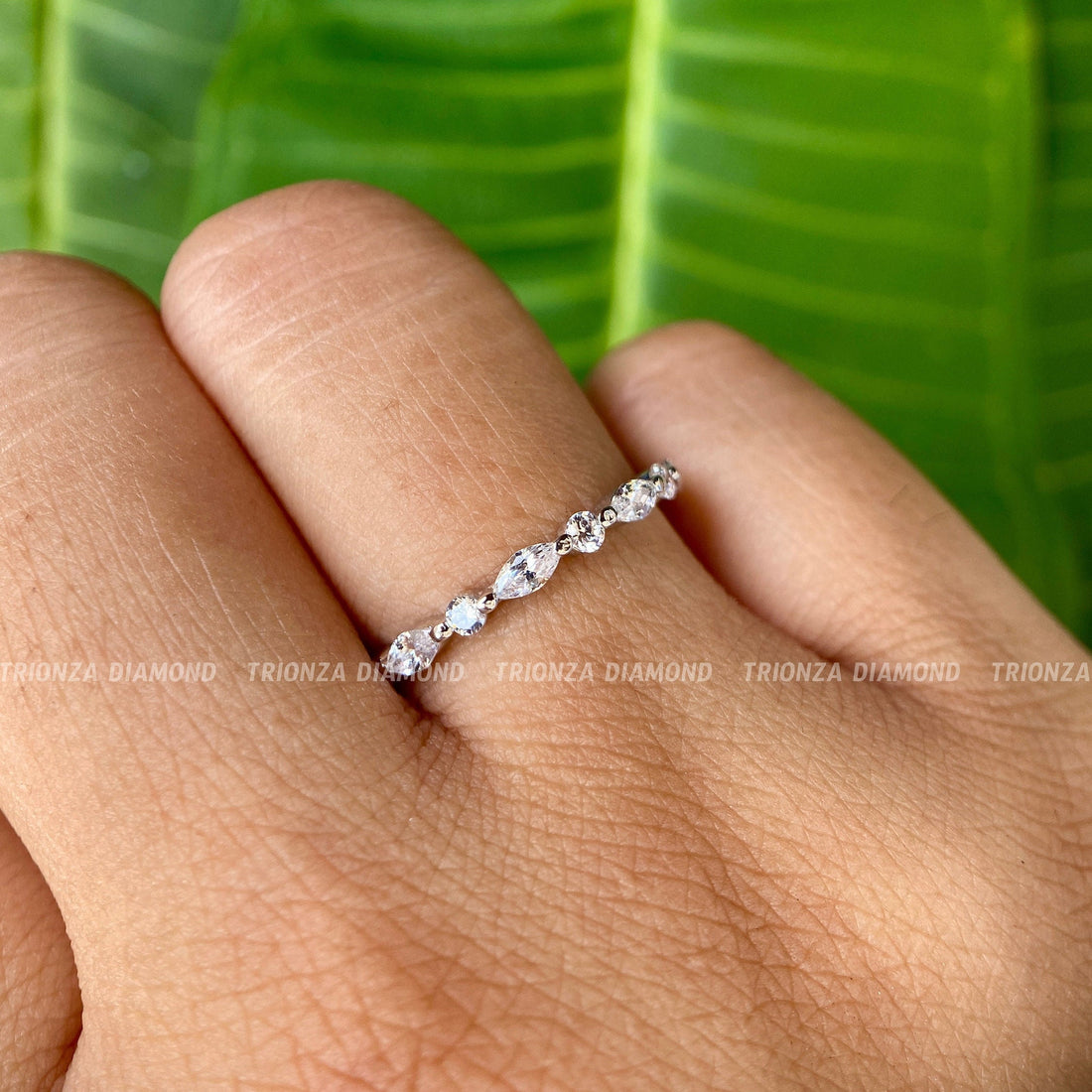 Marquise & Round Lab Grown Diamond Stackable Wedding Band