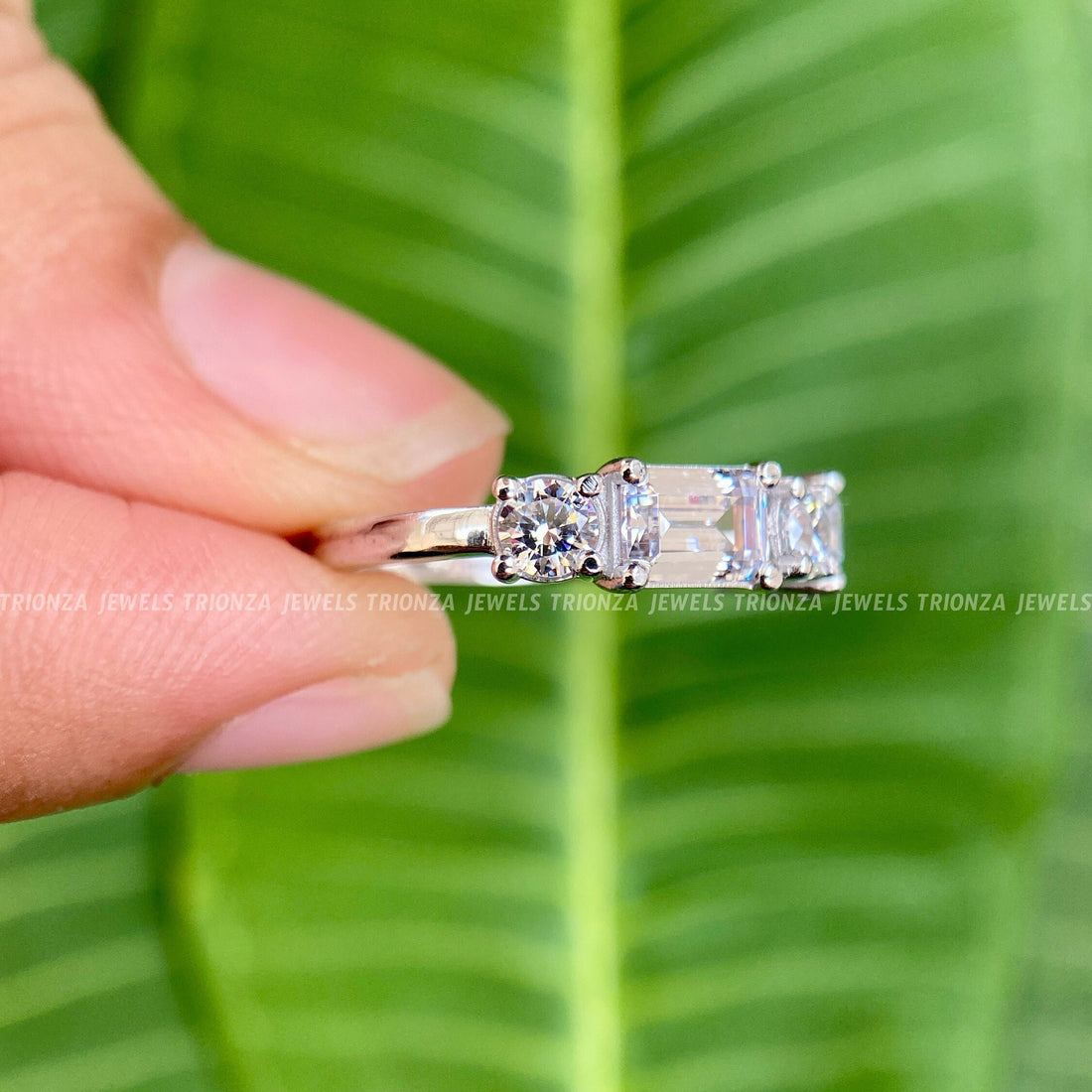 2.75 TCW Emerald Moissanite Eternity Wedding Band 14K/18K Gold