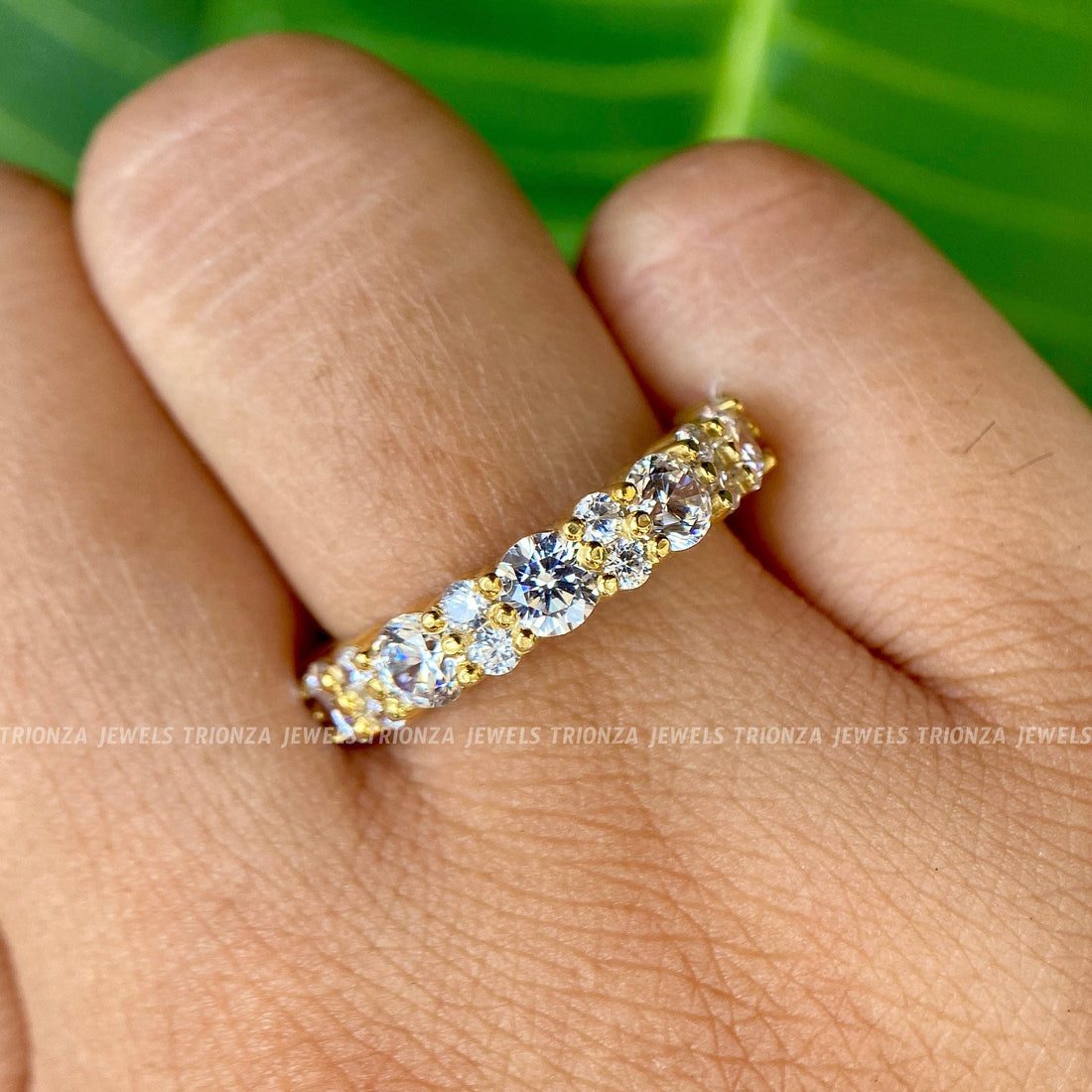 1.50 CT Half Eternity Wedding Band 14K White Gold Pave Moissanite