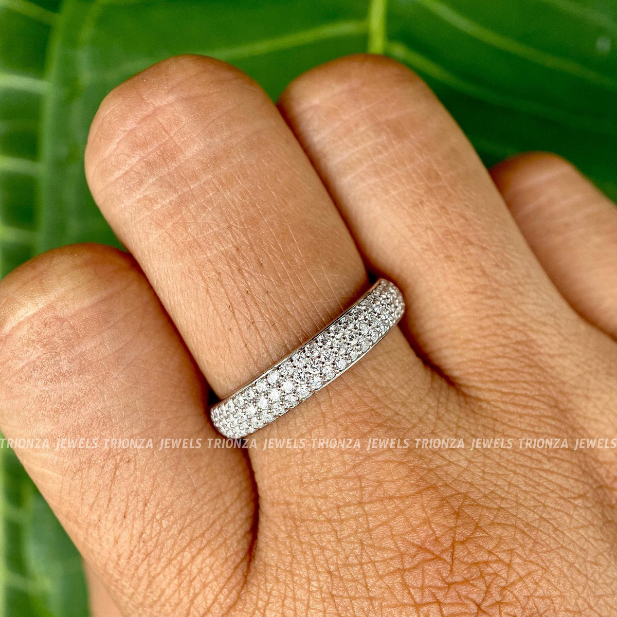 Designer moissanite ring collection piece presented in its jewelry box