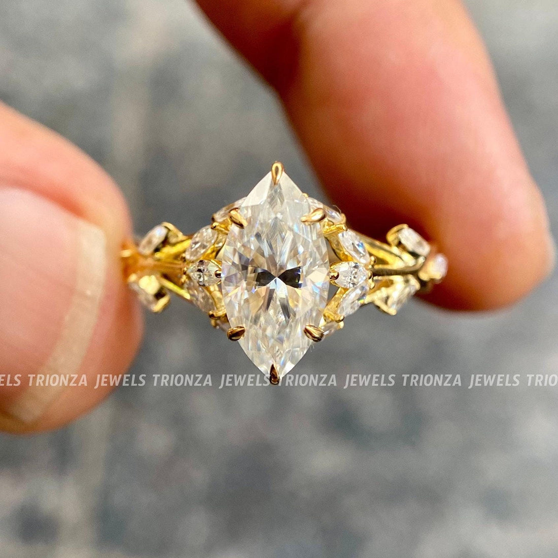 2.60 CT Marquise Moissanite Engagement Ring 14K Gold Bridal