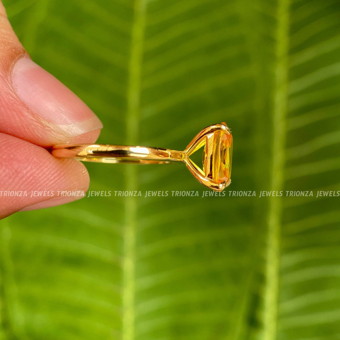 3.50 CT Canary Yellow Cushion Moissanite Engagement Ring Solitaire