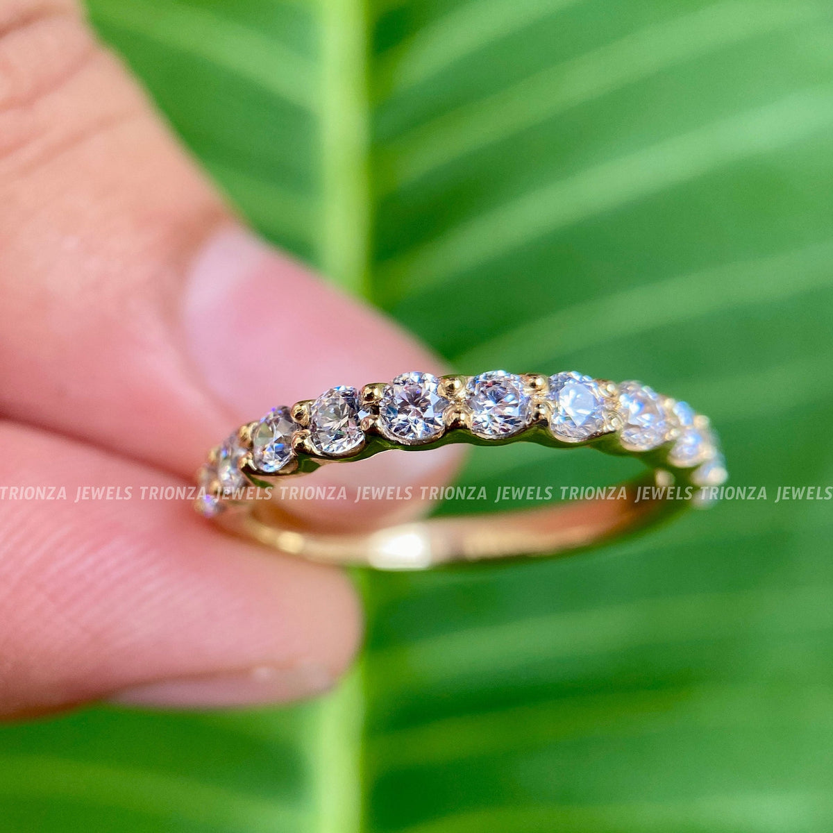 TrionzaDiamond half eternity band designed as an anniversary gift for women