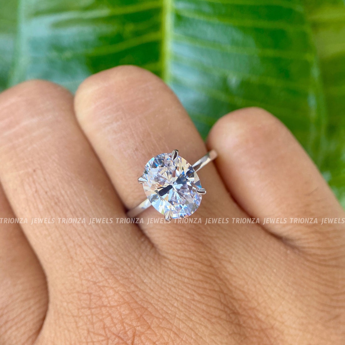 3 CT Oval Moissanite Engagement Ring, 14K Gold Solitaire for Women