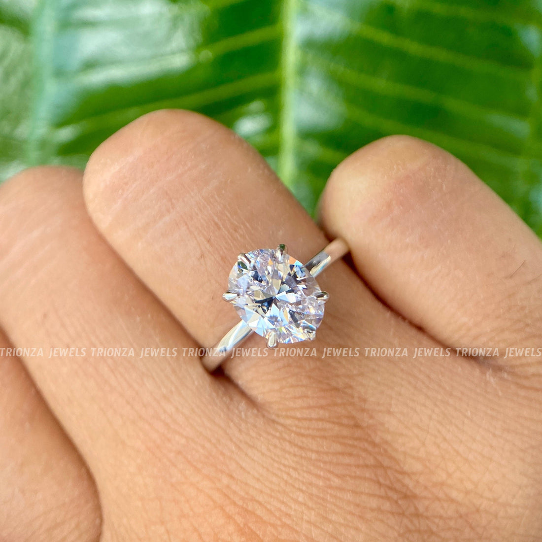 1.50 CT Oval Moissanite Engagement Ring - Unique 6 Prong Solitaire