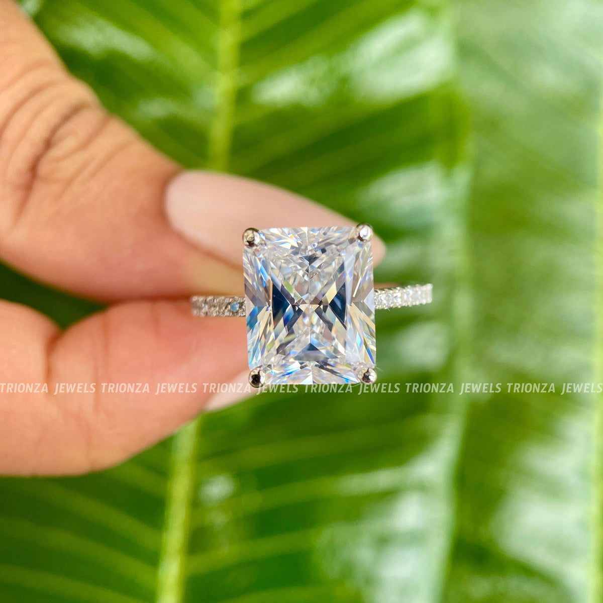 radiant cut lab grown diamond ring