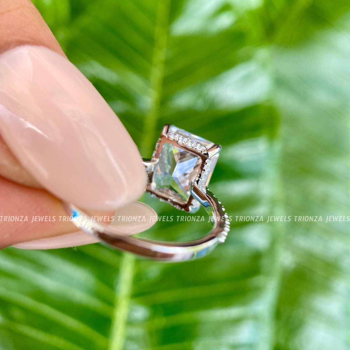 handmade moissanite engagement ring