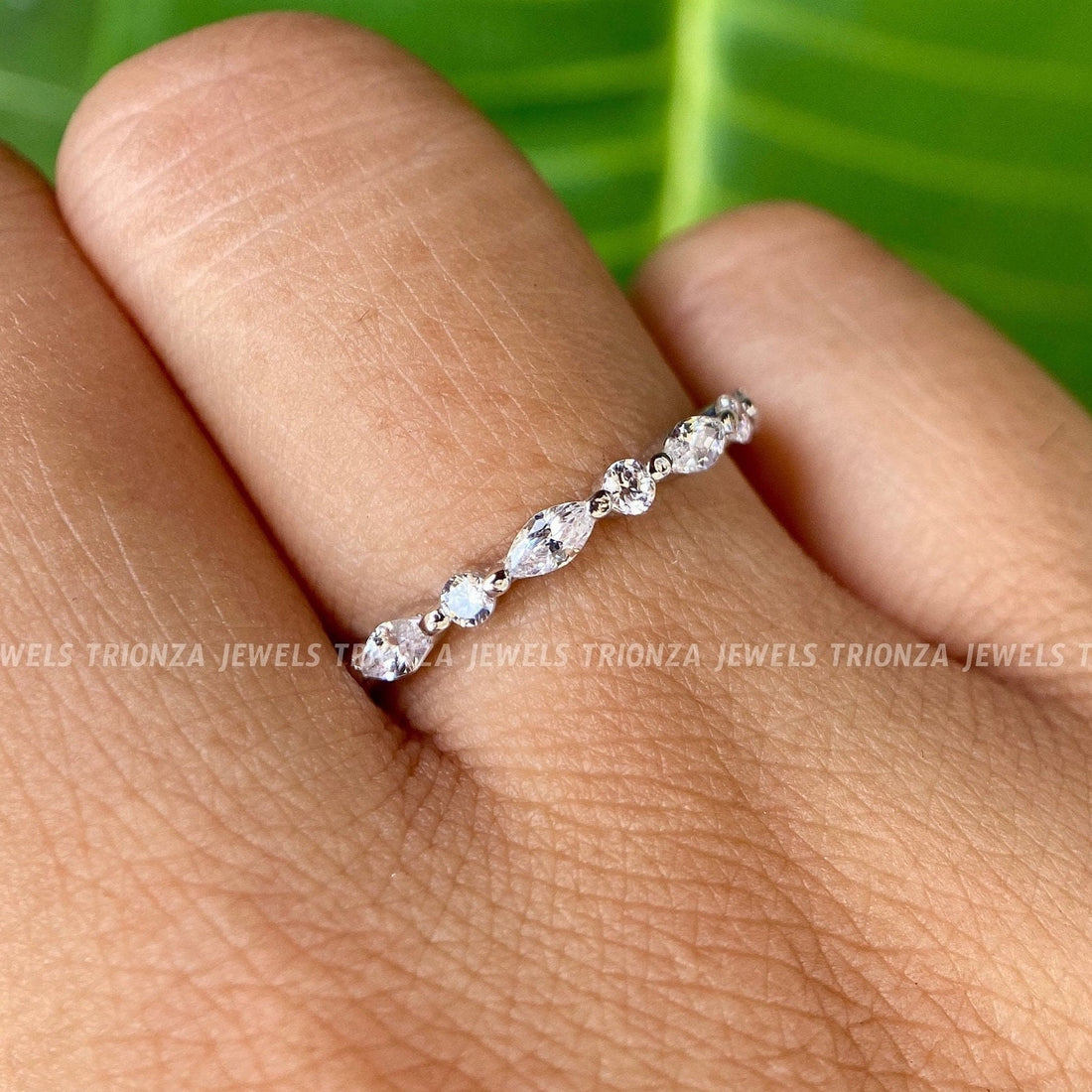 Vintage 14K Gold Moissanite Eternity Wedding & Stacking Band