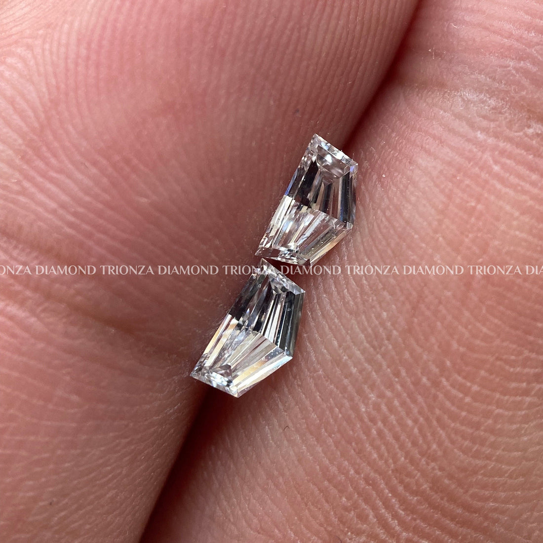 Cadillac Step Cut Lab Grown Diamond Pair | Side Stone Wedding Ring