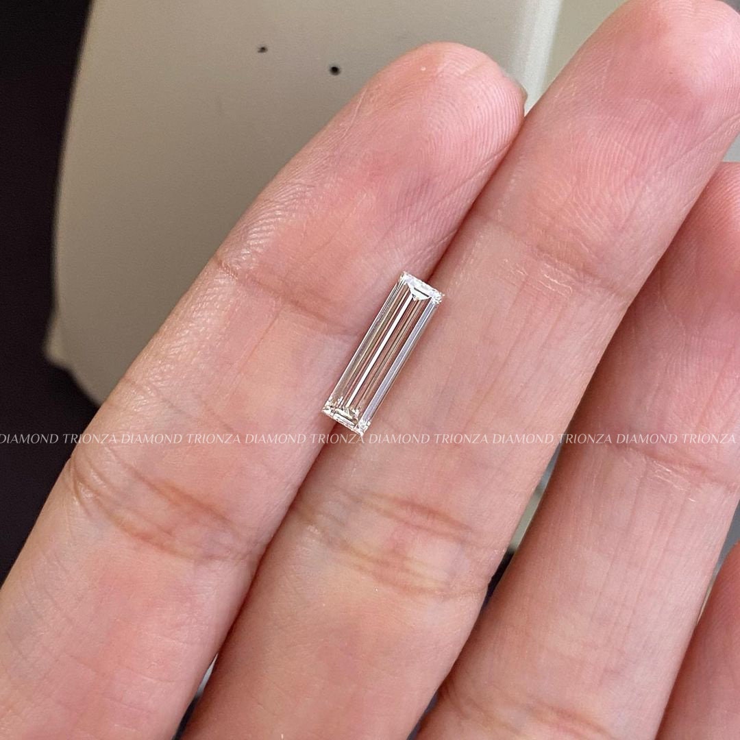 0.77 CT Long Baguette Lab Grown Diamond F/VS - Custom Ring
