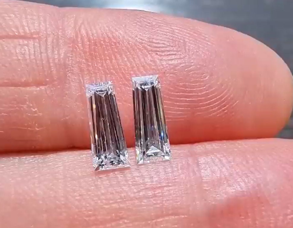 0.85 Ct Tapered Baguette Lab Grown Diamond Pair F-VS1 for Ring