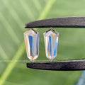 Loose lab grown diamond pair arranged to showcase brilliance and clean cut lines
