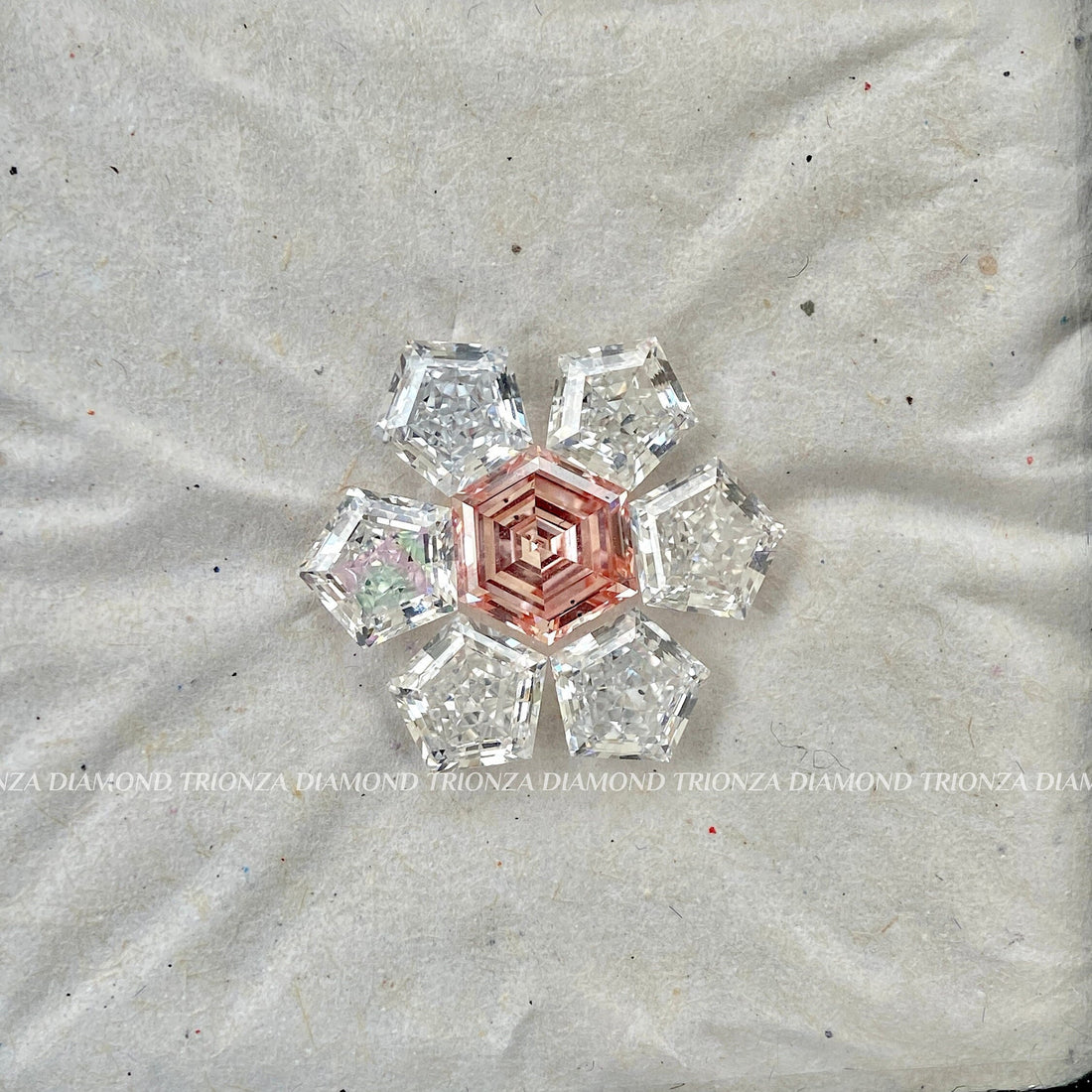 Unique pentagon and hexagon lab grown diamond pendant designed as a distinctive gift for her