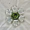 Star pentagon lab grown diamond pendant featuring a vivid green hexagon center stone