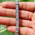 Lab grown CVD diamond bracelet displayed inside its jewelry box with fabric lining