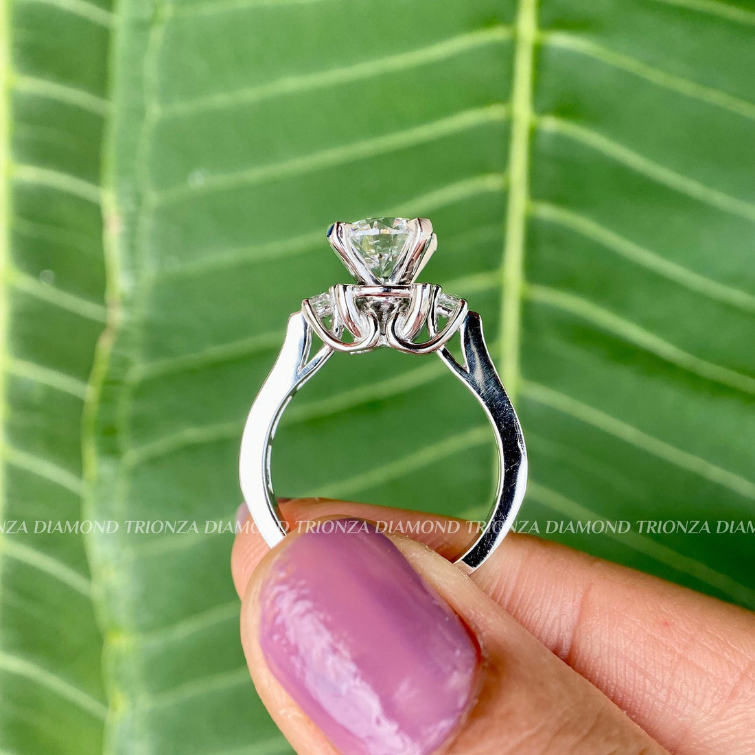 Round cut lab grown diamond solitaire engagement ring crafted in 14k solid white gold