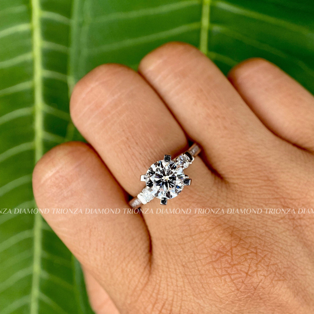 Round cut lab grown diamond solitaire engagement ring crafted in 14k solid white gold