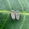 Close-up of the 0.65 CT shield cut diamonds highlighting their matched fancy shape