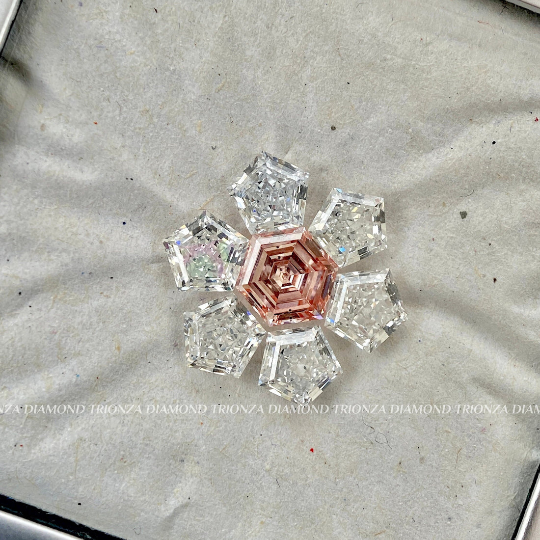 Lab Grown Diamond Pendent, Orange Hexagon & Pentagon Cut for Her