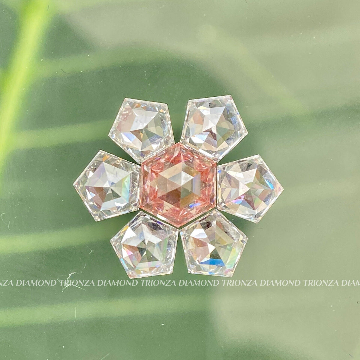 Customized shape pendant showcasing the 4.20 CT pentagon lab grown diamond in fine detail