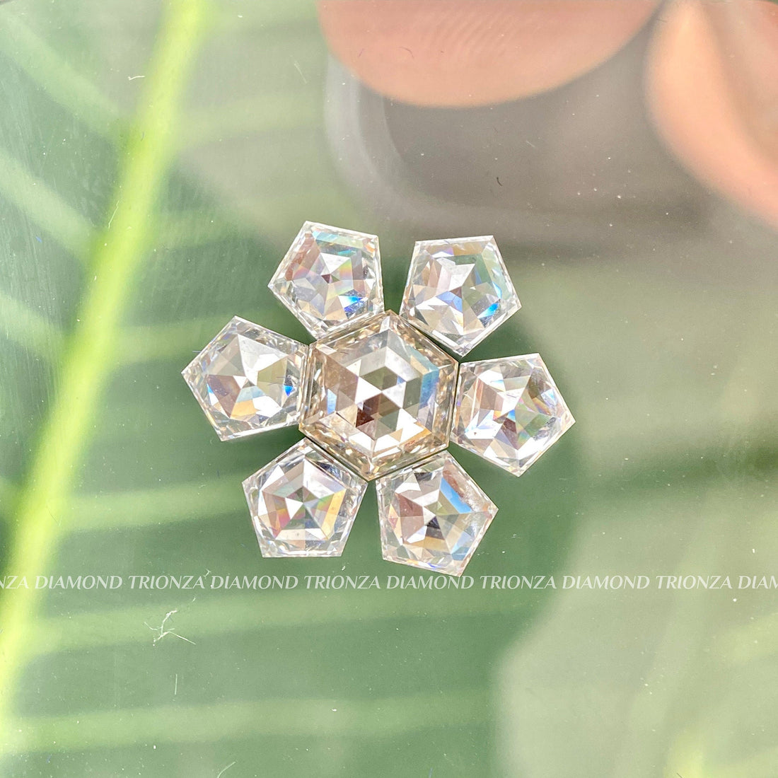 Lab Grown Star Diamond Pendant - Brown Hexagon Cut, Customized