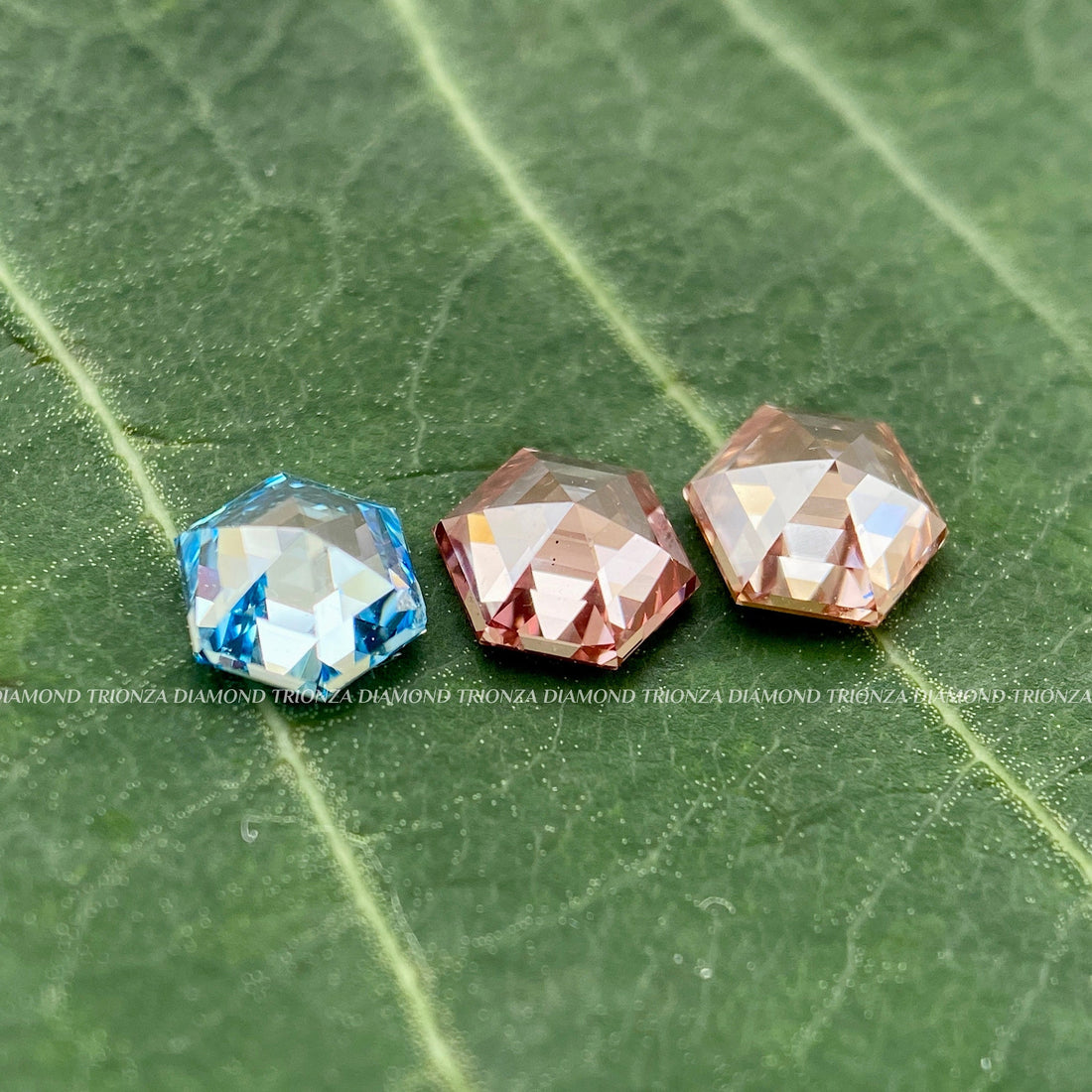 1 CT Lab Grown Hexagon Diamond - Blue, Orange, Red Loose Stone