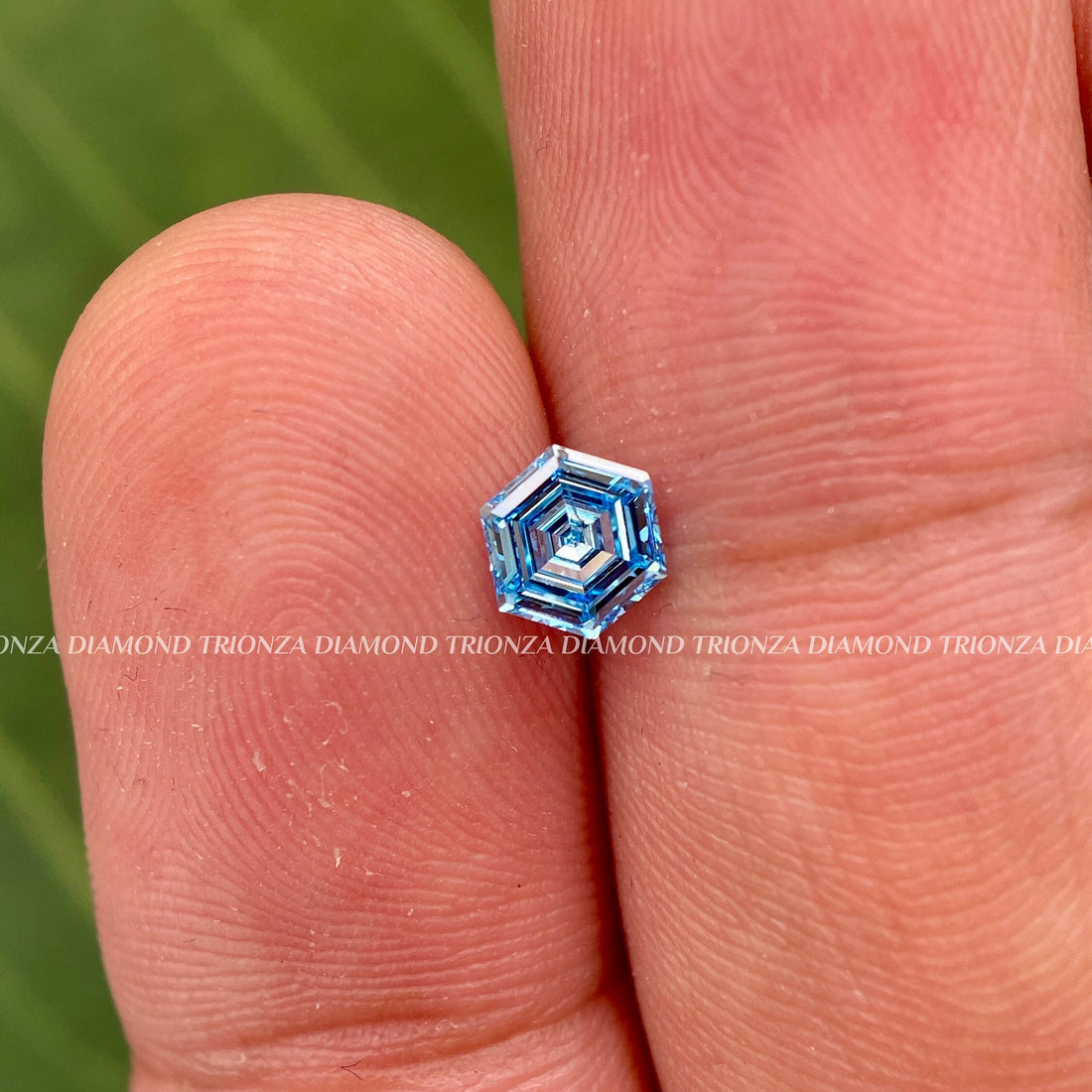hexagon vivid blue lab grown diamond