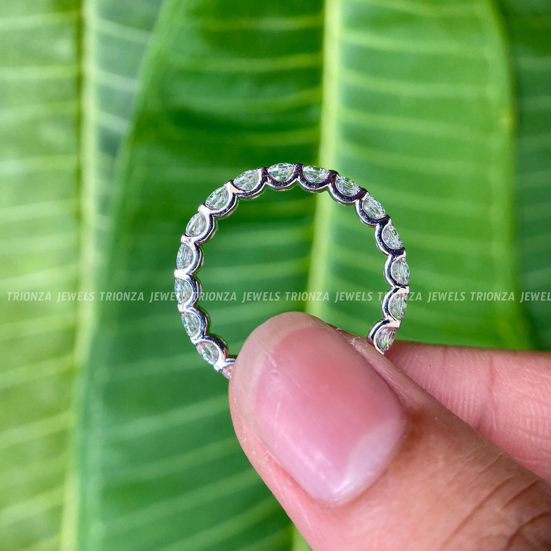 3mm Moissanite U Prong Full Eternity Wedding Ring - Stackable Band