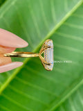 Close-up of the 6 claw prongs securing the 3.10 CT hexagon cut moissanite stone