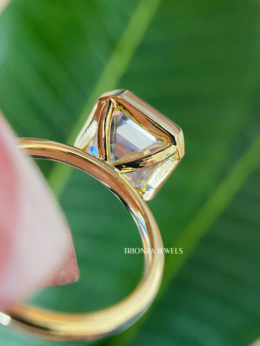 2.53 CT Asscher Moissanite Bezel Wedding & Engagement Ring Women