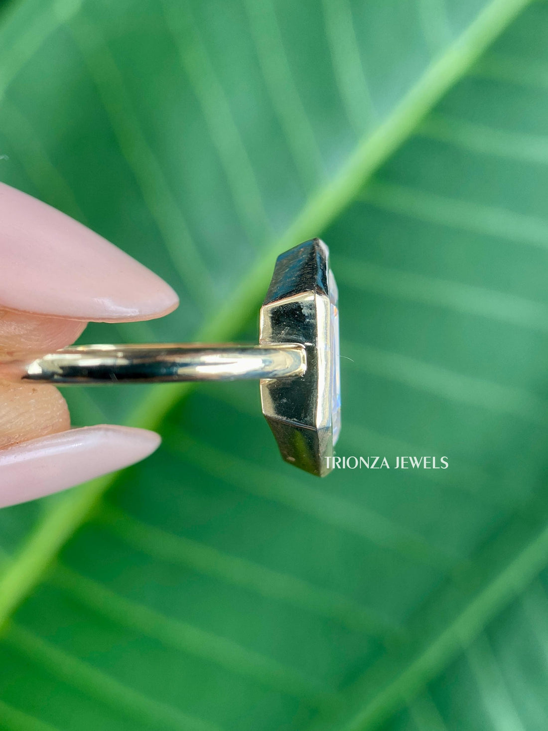 2.40 CT Hexagon Moissanite Solitaire Engagement Ring Bezel Set