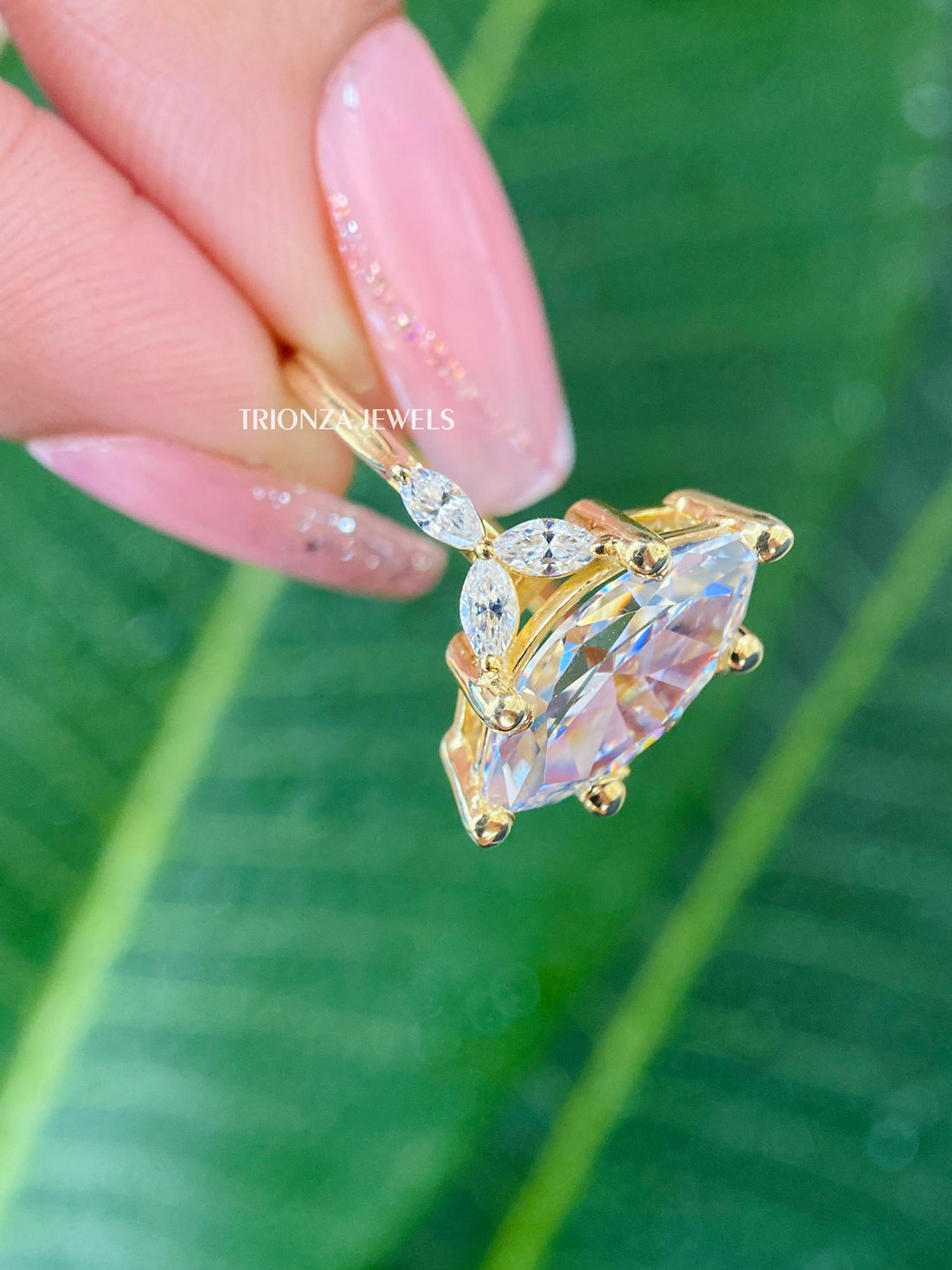 3.00 CT Vintage Marquise Moissanite Engagement Ring - 14K Gold