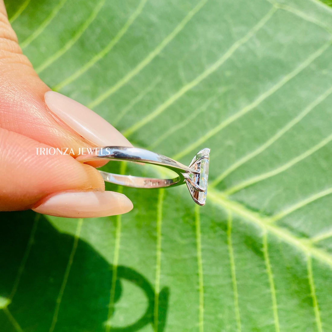 Solid Gold Marquise Moissanite Engagement Ring - Solitaire Promise